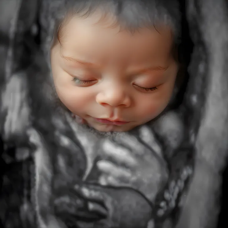Photorealistic, AI generated baby photo of a 3D ultrasound